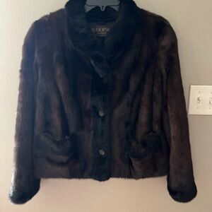 Dark Brown Mink Fur Jacket - Cropped Luxury Coat